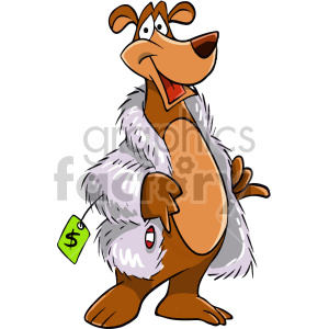 cartoon bear wearing fur coat