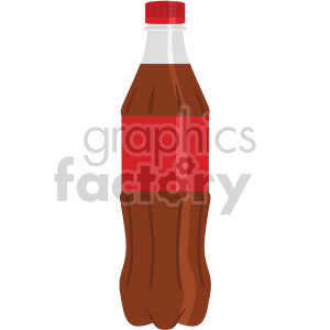 plastic soda bottle with red label flat icons