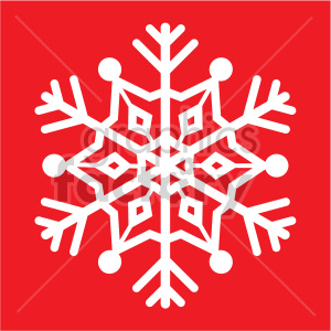 snowflake on red square vector rf clip art