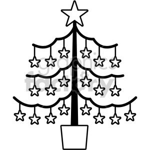black and white christmas tree vector icon