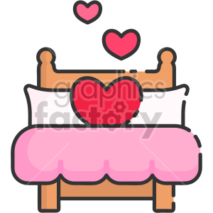 bed with magic love hearts