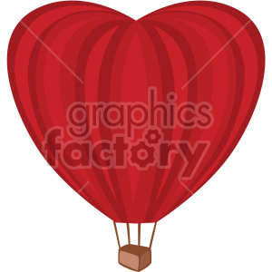 A red heart-shaped hot air balloon clipart, symbolizing love and Valentine's Day themes.