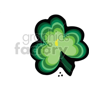 A colorful, layered shamrock illustration for St. Patrick's Day with shades of green.