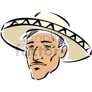 Illustration of a man's face wearing a traditional sombrero.