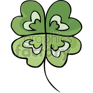 A clipart image of a four-leaf clover, symbolizing luck associated with Saint Patrick's Day.