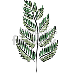 Stylized Green Fern Leaf