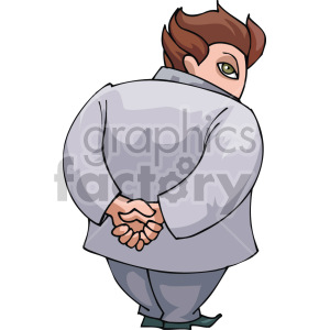 Cartoon Businessman Waiting with Clasped Hands