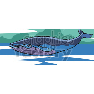   The clipart image depicts a blue whale, which is a type of whale and the largest animal on Earth. The image shows the whale swimming in an ocean environment
 