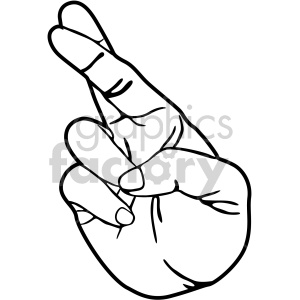 A clipart image of a hand with fingers crossed, representing a gesture for good luck.