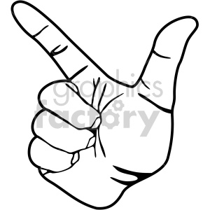 Clipart image of a hand making the American Sign Language letter 'Y'.