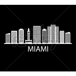 miami city skyline vector on black