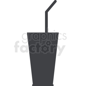 Monochrome clipart image of a to-go cup with a straw.