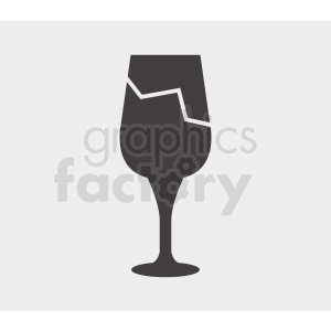 Silhouette of a wine glass with a visible crack.