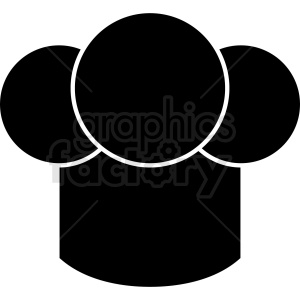 A simple black and white clipart image of a stylized chefs hat 