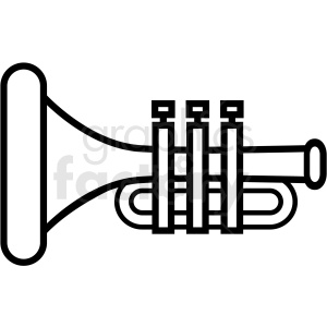 A black and white clipart image of a trumpet.