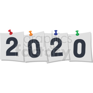 2020 pinned papper new year clipart