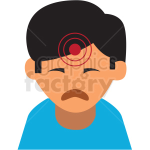boy with migraine headache vector icon