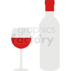 Minimalistic clipart featuring a wine bottle and a glass of red wine.