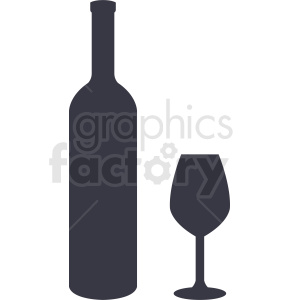 bottle of wine and glass silhouette