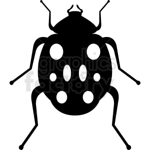 Silhouette of a beetle clipart with spots and antennae.