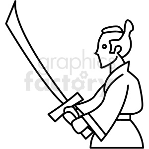japanese samurai fighter vector icon