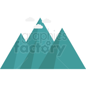 aqua mountain with clouds vector icon no background
