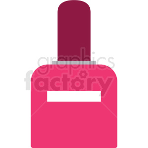 A clipart image of a bottle of pink nail polish with a rectangular label and a red cap.