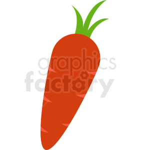 Clipart image of a bright orange carrot with green leaves.