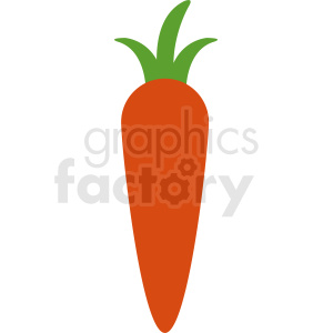 A simple clipart image of a carrot with an orange body and green leafy top.