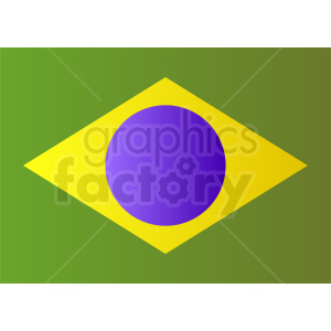 The clipart image displays a simplified representation of the Brazilian flag, featuring a green background, a yellow rhombus in the center, and a blue circle in the middle of the yellow rhombus. It lacks the white stripe with the national motto and the stars that are normally present in the official flag design of Brazil.