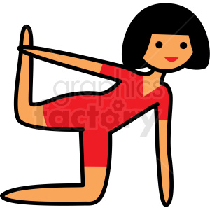cartoon girl doing yoga pose vector clipart