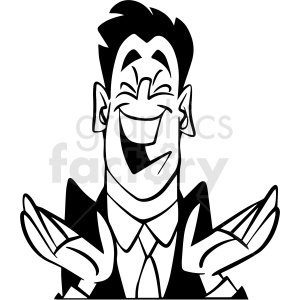 black and white man laughing vector clipart
