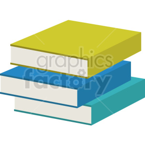 A stack of three colorful books, representing education and learning.