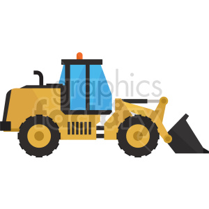 A clipart image of a yellow bulldozer with large black wheels and a blue cabin, commonly used in construction and heavy machinery contexts.