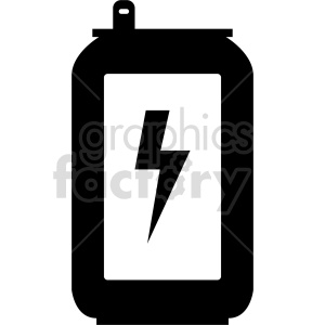 Silhouette of an energy drink can with a lightning bolt design