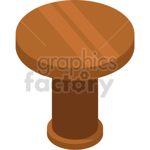 A clipart image of a simple wooden round pedestal table.