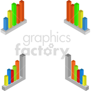 isometric bar charts vector icon clipart 1