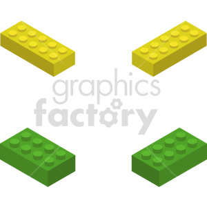 isometric building blocks vector icon clipart 2