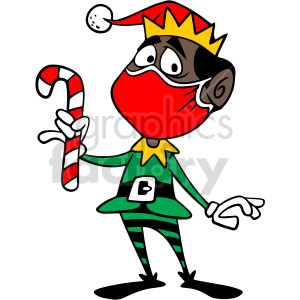 Festive Elf Cartoon with Candy Cane