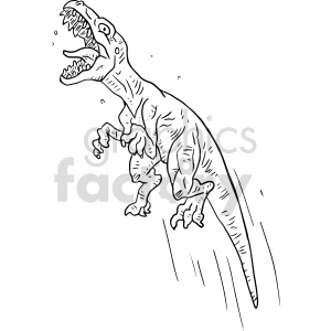 jumping raptor black and white clipart