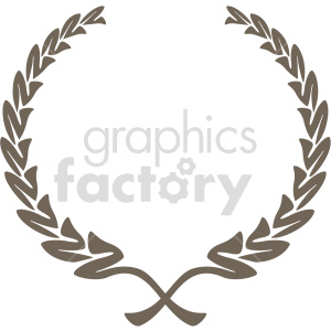 This is a clipart image of a brown laurel wreath. The wreath is in the shape of a half-circle and is often used as a symbol of victory, achievement, or honor.