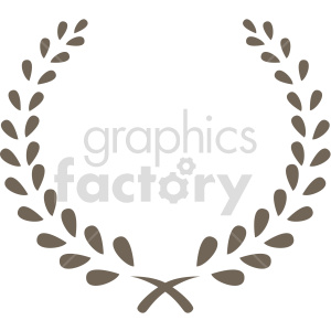 This clipart image features a simple, minimalist laurel wreath design with two branches crossing at the bottom. The wreath is typically used to symbolize victory, achievement, or honor.