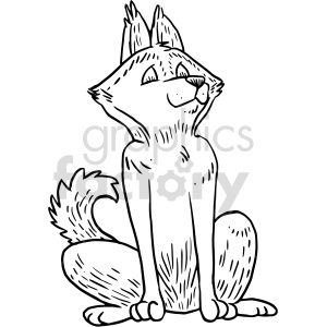 Proud Husky Puppy Illustration - Black and White Line Art