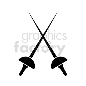 Clipart image of two crossed fencing swords.