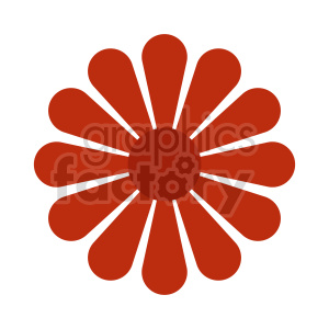 A simple red flower clipart with a circular center and rounded petals.