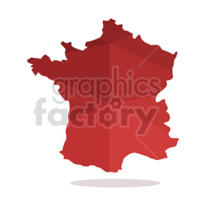 A red geometric clipart representation of the map of France.