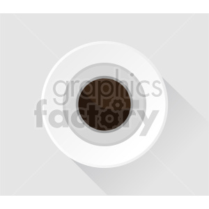 A minimalist clipart image of a top view of a coffee cup with a saucer, featuring a dark beverage.