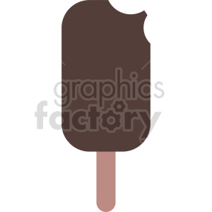 Clipart of a chocolate-covered ice cream bar with a bite taken out.