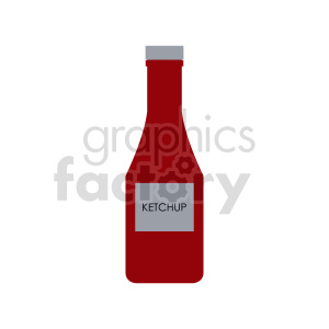 Clipart image of a ketchup bottle with a label.