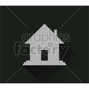 A minimalist clipart image of a house with a triangular roof and a chimney.